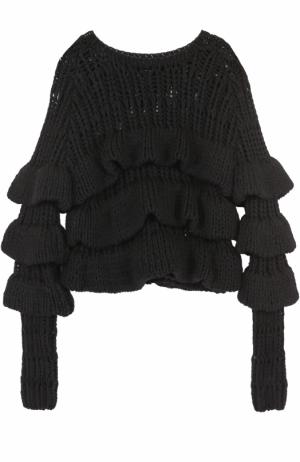 Пуловер фактурной вязки с оборками Tom Ford. Цвет: черный