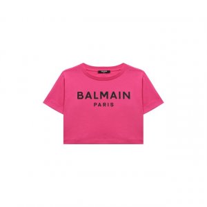 Хлопковый топ Balmain. Цвет: розовый