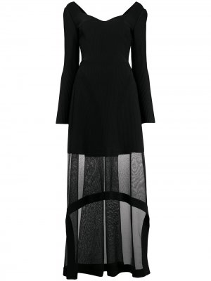 Платье с длинными рукавами и прозрачной вставкой Alexander McQueen. Цвет: черный