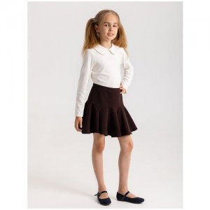 Блузка детская школьная с длинным рукавом для девочки размер 158 Белка и Стрелка. Цвет: экрю