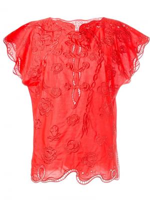 Блузка с вышивкой Tsumori Chisato. Цвет: красный