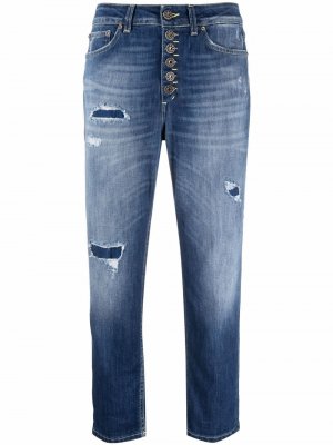 Укороченные джинсы с эффектом потертости DONDUP. Цвет: синий