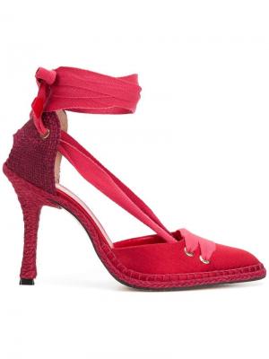 Туфли-эспадрильи x Manolo Blahnik со шнуровкой Castañer. Цвет: красный