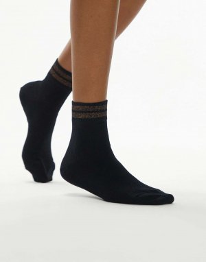 Черные спортивные блестящие носки Topshop