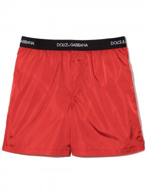 Плавки-шорты с логотипом Dolce & Gabbana Kids. Цвет: красный