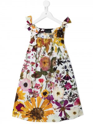 Платье миди с цветочным принтом Oscar De La Renta Kids. Цвет: разноцветный