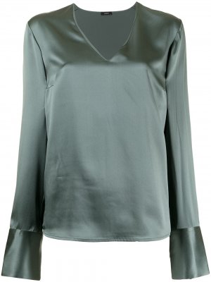 Шелковая блузка Bella с V-образным вырезом JOSEPH. Цвет: зеленый