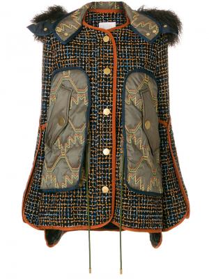 Твидовая куртка с цигейкой Peter Pilotto. Цвет: синий