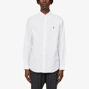 Рубашка индивидуального кроя из эластичного хлопкового поплина с длинными рукавами и вышитым логотипом , белый Polo Ralph Lauren