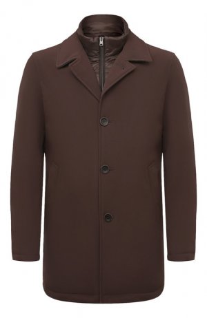 Утепленное пальто Herno. Цвет: коричневый