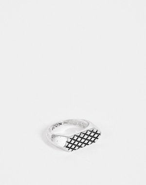 Серебристое кольцо с эмалью -Серебряный Icon Brand