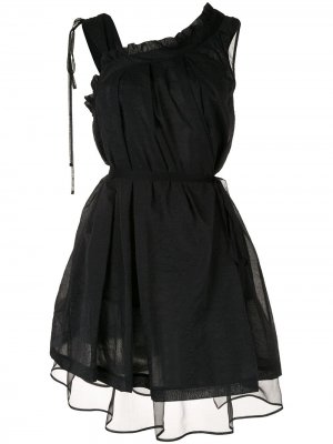 Короткое плиссированное платье Shanshan Ruan. Цвет: черный