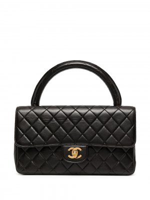 Стеганая сумка 1992-го года с логотипом CC Chanel Pre-Owned. Цвет: черный