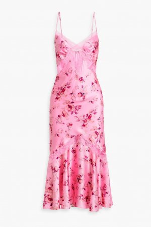 Платье миди Florentina из шелкового атласа с цветочным принтом CAMI NYC, розовый NYC