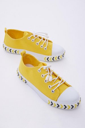 Детская унисекс желтая удобная спортивная обувь со стрелками из резиновой кружевной ткани TONNY BLACK