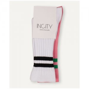 Женские носки , размер 35-37, розовый, зеленый INCITY. Цвет: розовый/зеленый