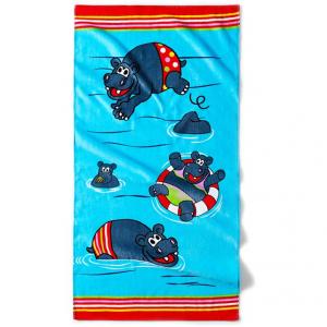 Полотенце пляжное детское Hippo La Redoute Interieurs. Цвет: синий/ серый