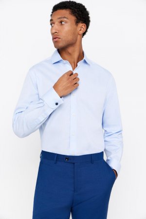 Гладкая рубашка с легкогладкими запонками , синий Cortefiel