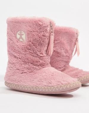 Marylin faux fur slipper boot in pink Bedroom Athletics. Цвет: розовый