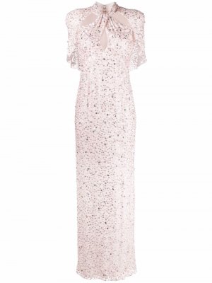 Sequin-embellished cut-out gown Jenny Packham. Цвет: розовый