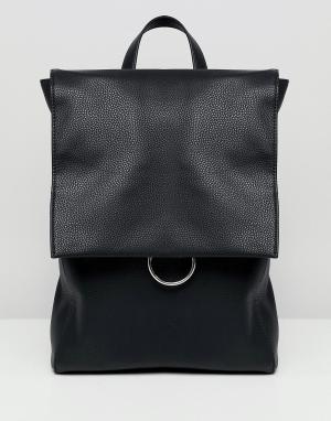 Рюкзак с клапаном и кольцом -Черный ASOS DESIGN