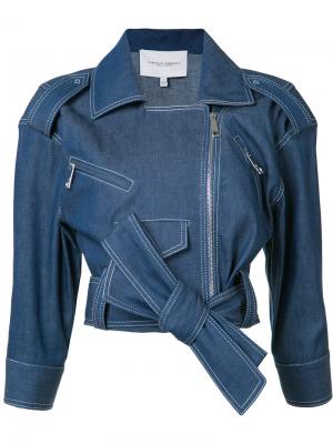 Джинсовая байкерская куртка Carolina Herrera. Цвет: синий