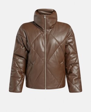 Кожаная куртка, темно коричневый Abercrombie & Fitch