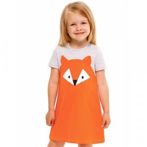 Платье , размер 62-122, оранжевый, серый Апрель. Цвет: оранжевый/серый