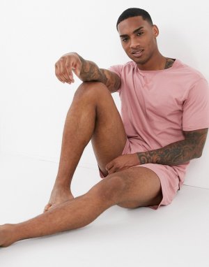 Розовая пижама из футболки и шортов -Розовый ASOS DESIGN