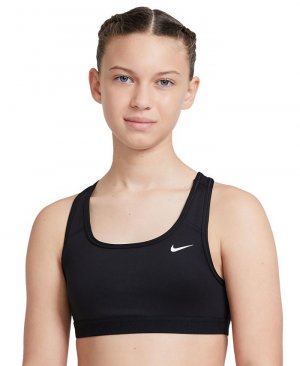 Спортивный бюстгальтер с логотипом Swoosh для девочек , черный Nike