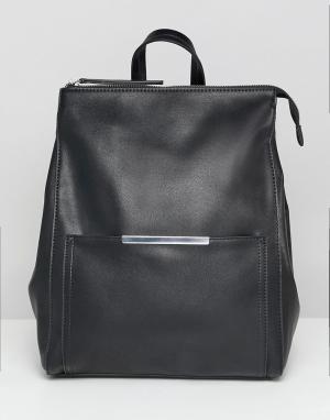 Минималистский рюкзак с планкой ASOS DESIGN. Цвет: черный