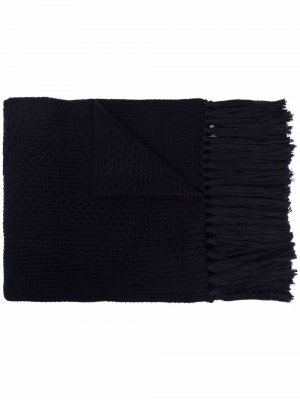Шерстяной шарф с кисточками Versace. Цвет: синий
