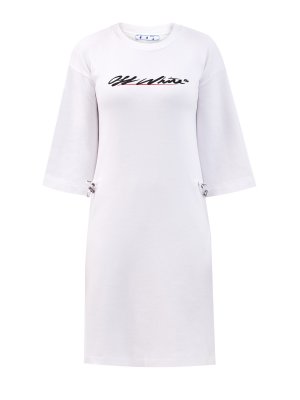 Хлопковое платье-футболка в стиле спортшик OFF-WHITE. Цвет: белый
