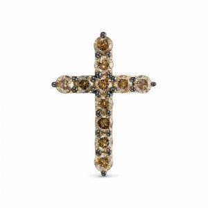 Крестик Vesna jewelry, желтое золото, 585 проба, родирование, бриллиант jewelry