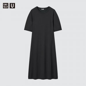 Женское платье AIRism из смесового хлопка, черный Uniqlo