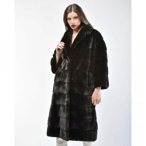 Пальто , норка, силуэт прямой, размер 36, черный Manakas Frankfurt. Цвет: черный