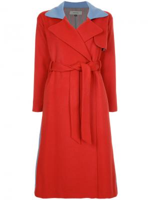 Асимметричное пальто с поясом Han Ahn Soon. Цвет: красный