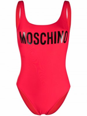 Купальник с открытой спиной и логотипом Moschino. Цвет: красный