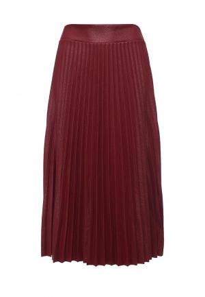 Юбка LOST INK COATED PLEATED SKIRT. Цвет: бордовый