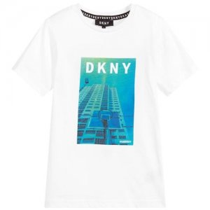 Футболка , размер 140, белый DKNY. Цвет: белый