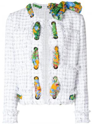 Твидовый пиджак с шарфом MSGM. Цвет: белый