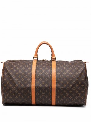 Дорожная сумка Keepall 55 pre-owned с монограммой Louis Vuitton. Цвет: коричневый