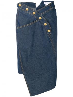 Джинсовая юбка асимметричного кроя Christian Dior Vintage. Цвет: синий