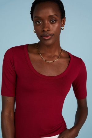 Красная блузка Essential с широким вырезом и волокном Lenzing Ecovero , красный Baukjen