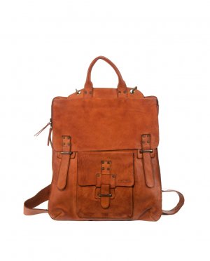 Кожаная сумка через плечо унисекс, трансформируемая в коричневый рюкзак , светло-коричневый Stamp