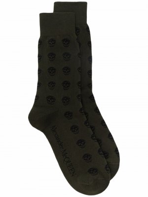 Носки с узором Skull Alexander McQueen. Цвет: зеленый