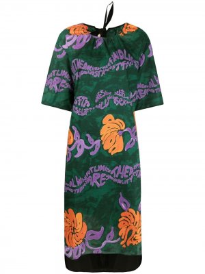 Платье миди с цветочным принтом Marni. Цвет: зеленый