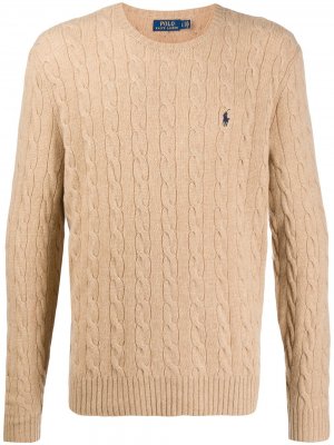 Пуловер фактурной вязки с логотипом Polo Ralph Lauren. Цвет: коричневый