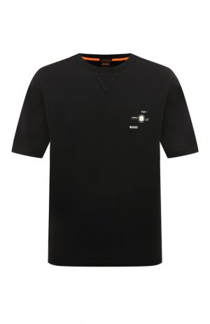 Хлопковая футболка BOSS Orange. Цвет: чёрный
