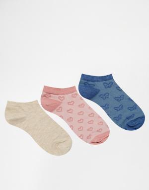 3 пары розовых спортивных носков с изнаночной строчкой Lovestruck. Цвет: розовый